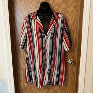 Collared Button-up Shirt with Stripes